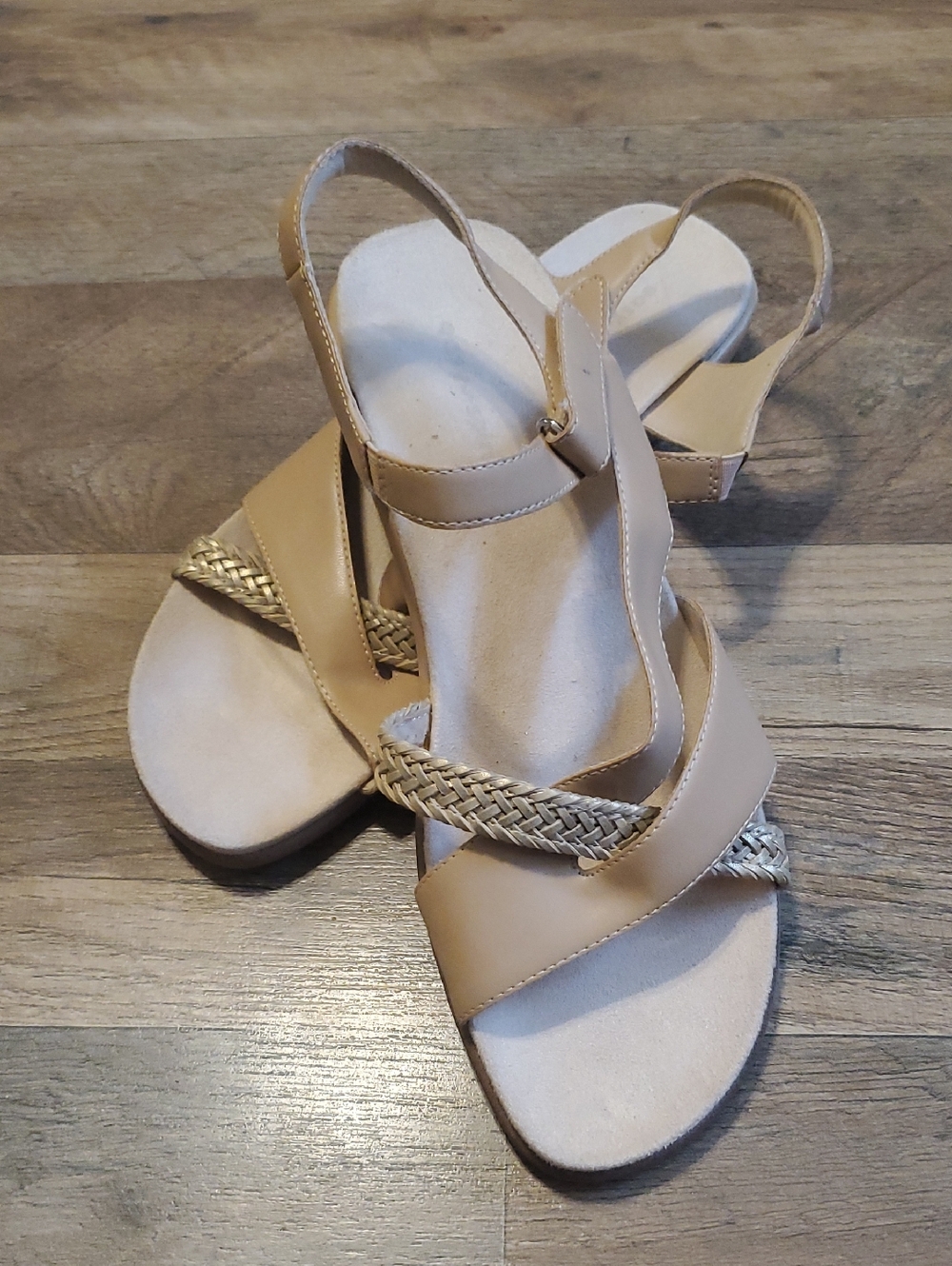 Women’s Tan Braided Strap Slingback Sandals